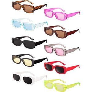 10 Pack Small Rectangle Sunglasses Women Retro Square Glasses 90s Vintage Trendy